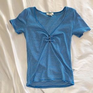 Blue and white striped top